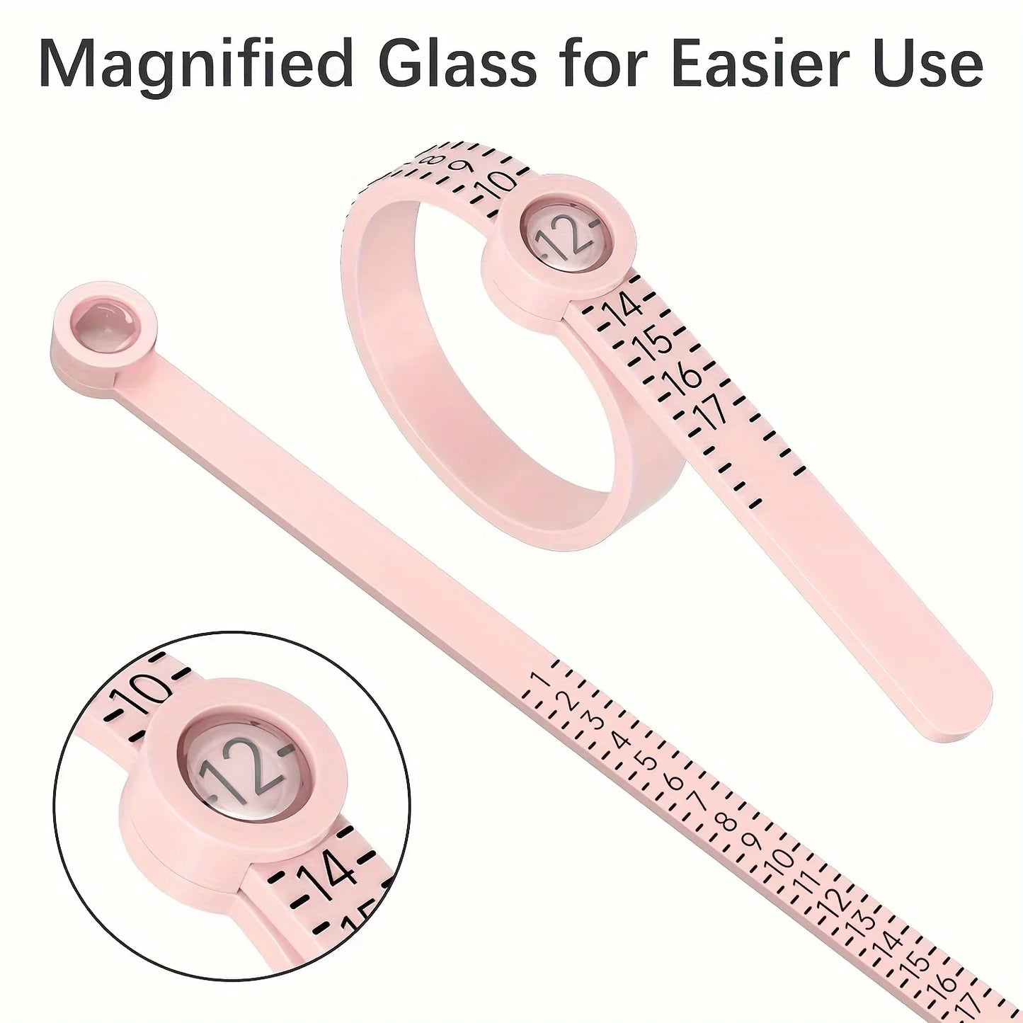 Ring Sizer Tool Set – Sizes 1–17 with Magnifying Glass & Ruler