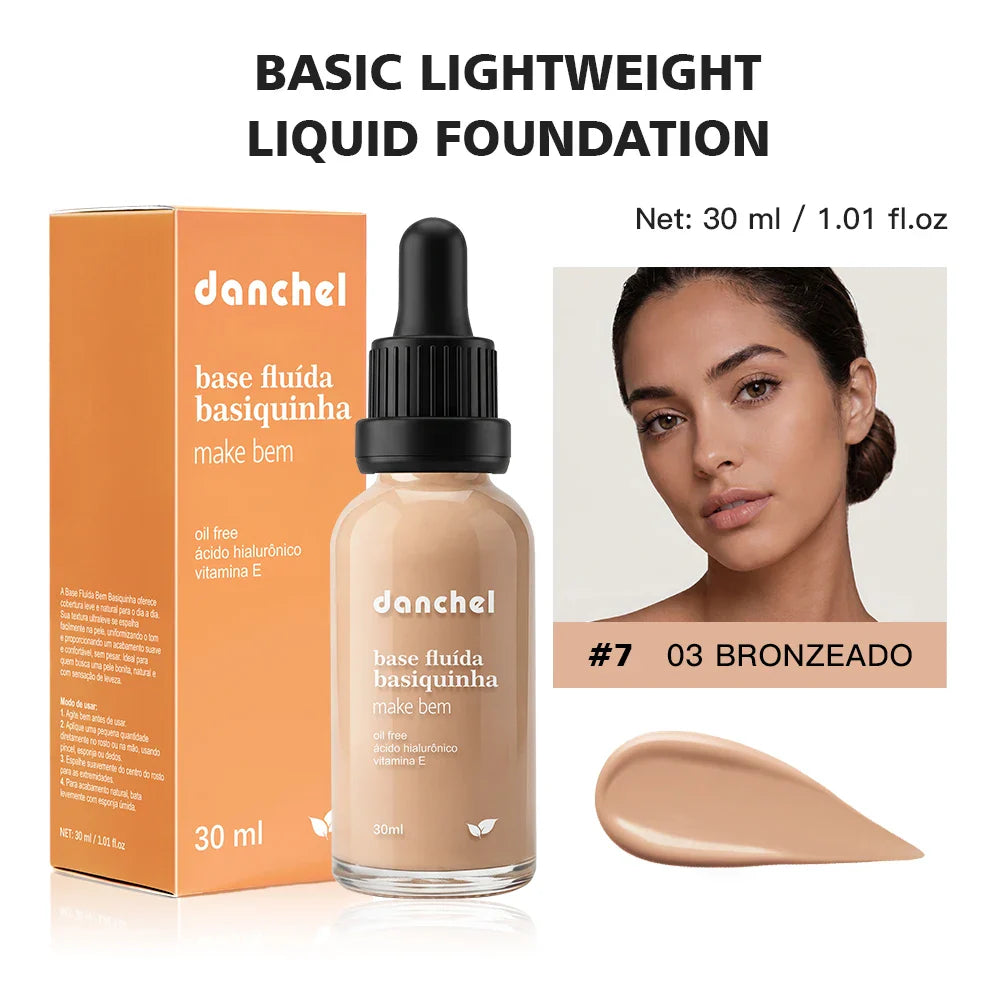 Danchel Matte Liquid Foundation – 12 Shades, Oil Control