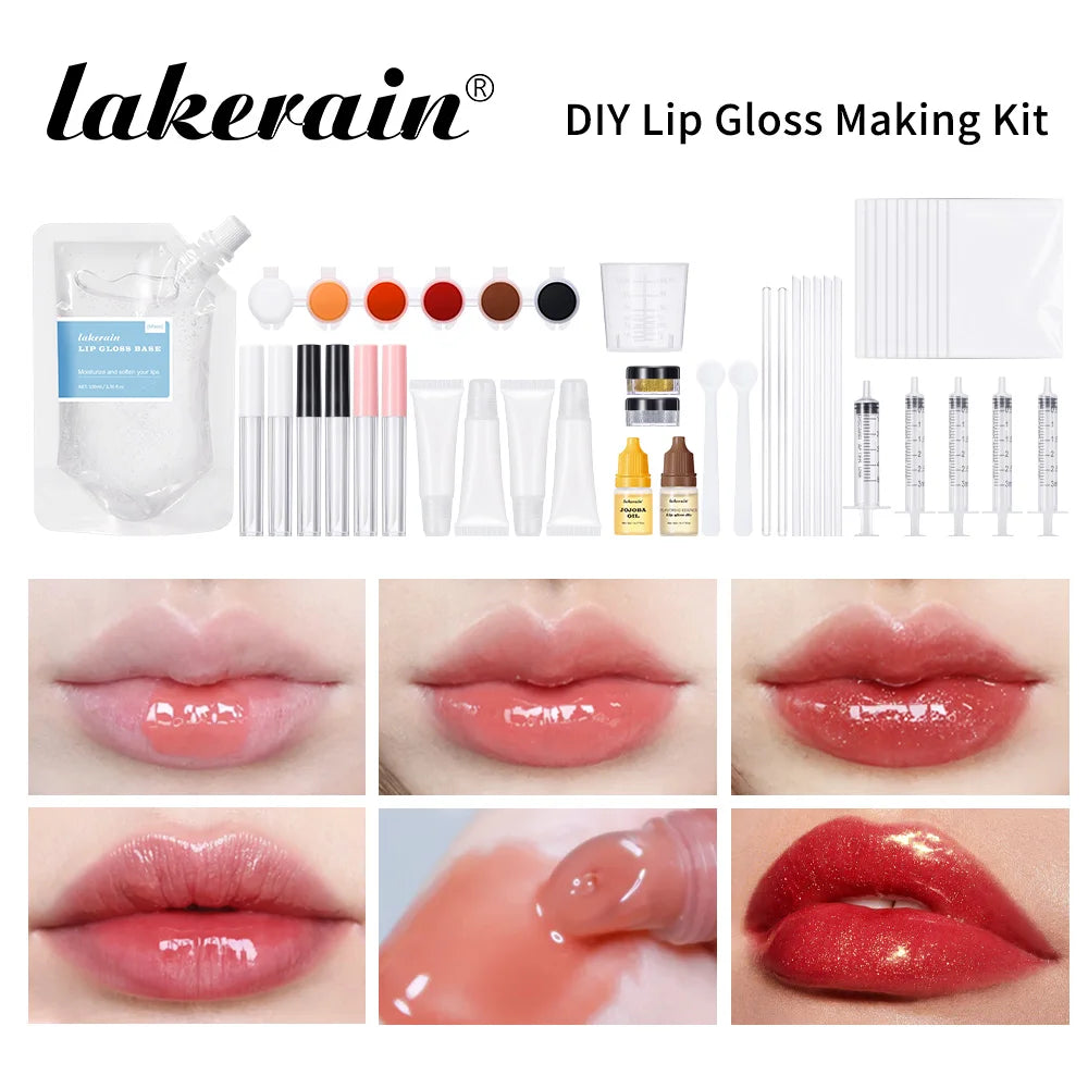 Lakerain Lip Gloss Making Kit DIY Raw Material Moisturizing Lip Gloss Base Tool Kit High Quality Professional DIY Lip Gloss Set Peaceful Pleasures Health and Wellness