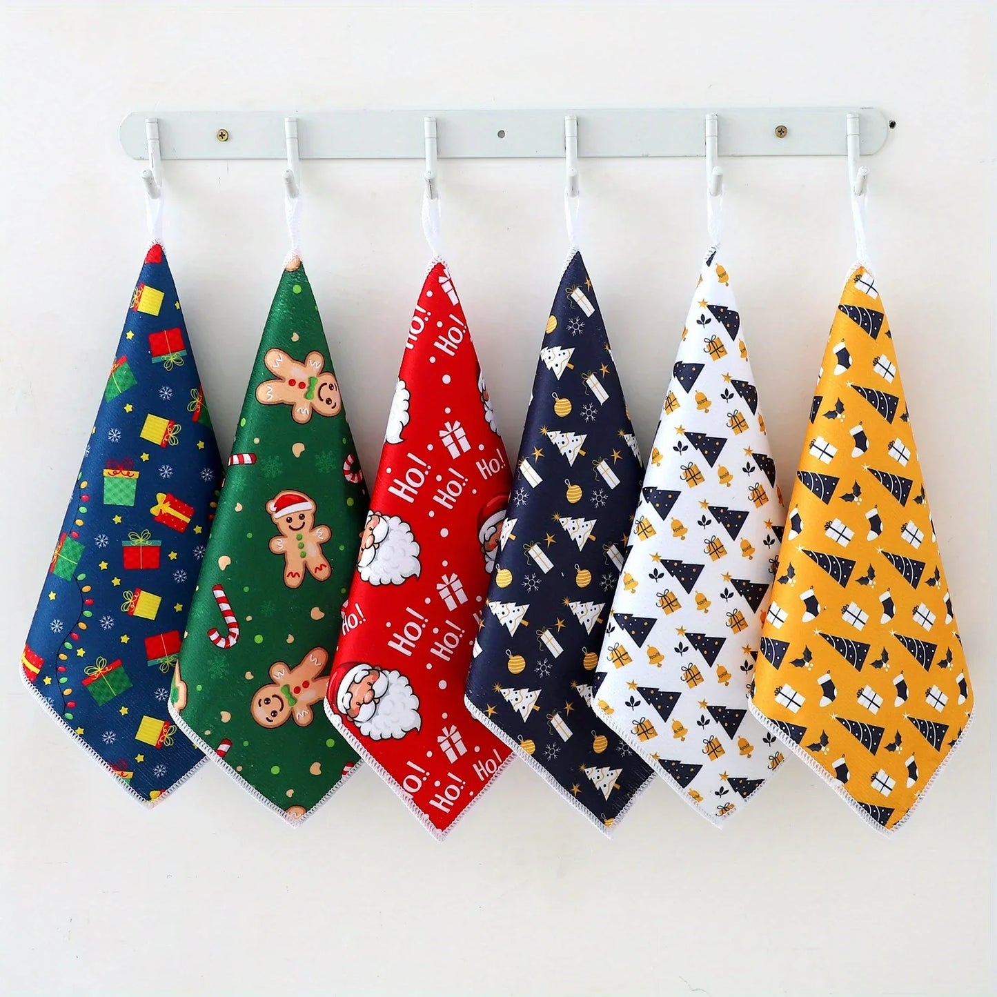 Christmas Tree Hook Kitchen Towel Set Christmas Cartoon Dish Towels Set Christmas Gifts Kitchen Towels with Santa Holiday Theme Peaceful Pleasures Health and Wellness