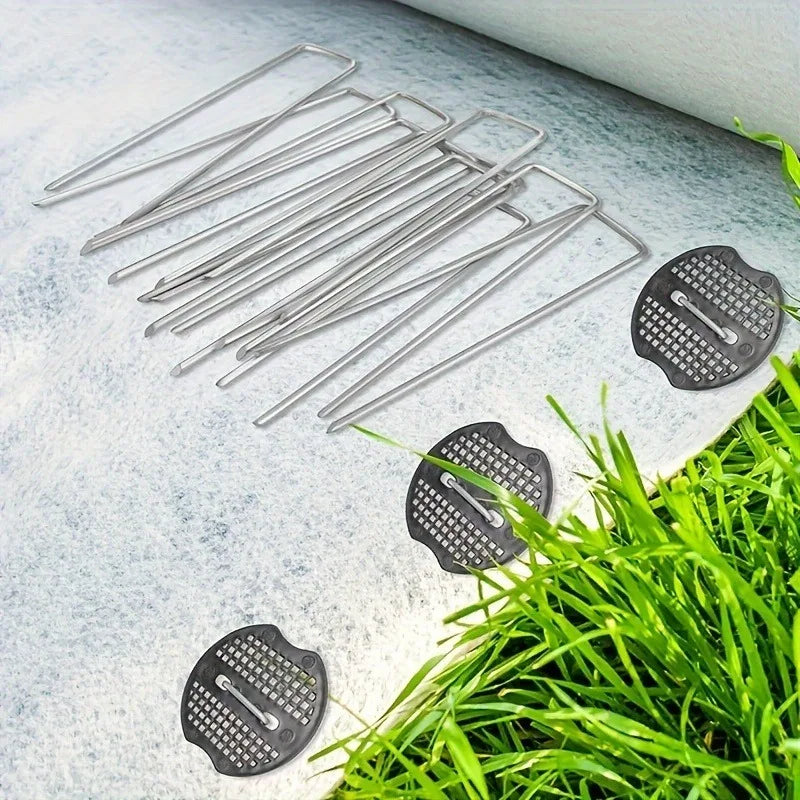 Heavy-Duty U-Shaped Tent Pegs & Ground Stakes with Washers