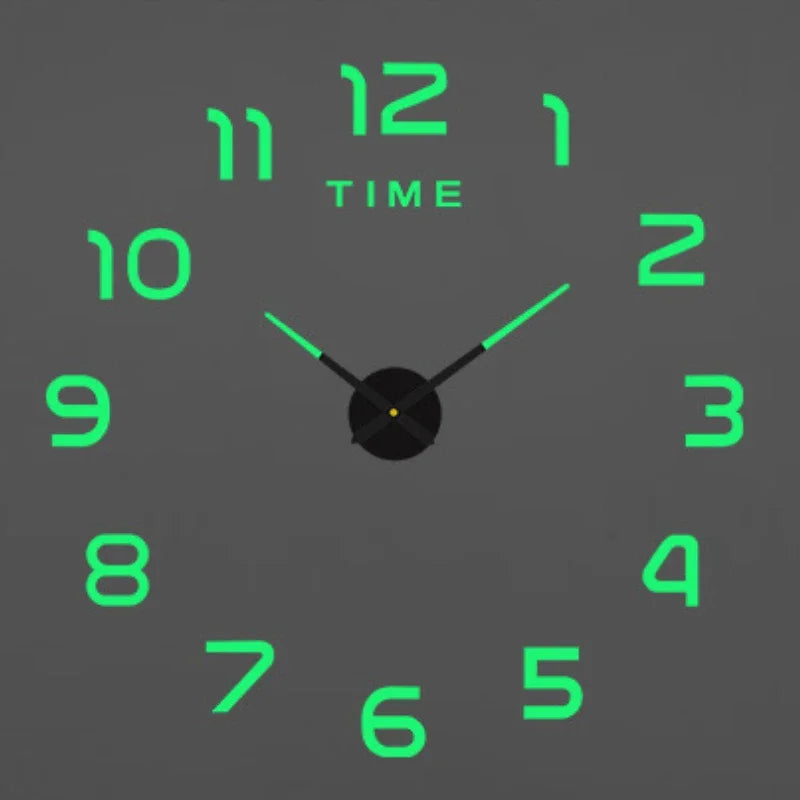 Large 3D Luminous DIY Acrylic Wall Clock – Classic Silent Frameless Design (Multi-Size)