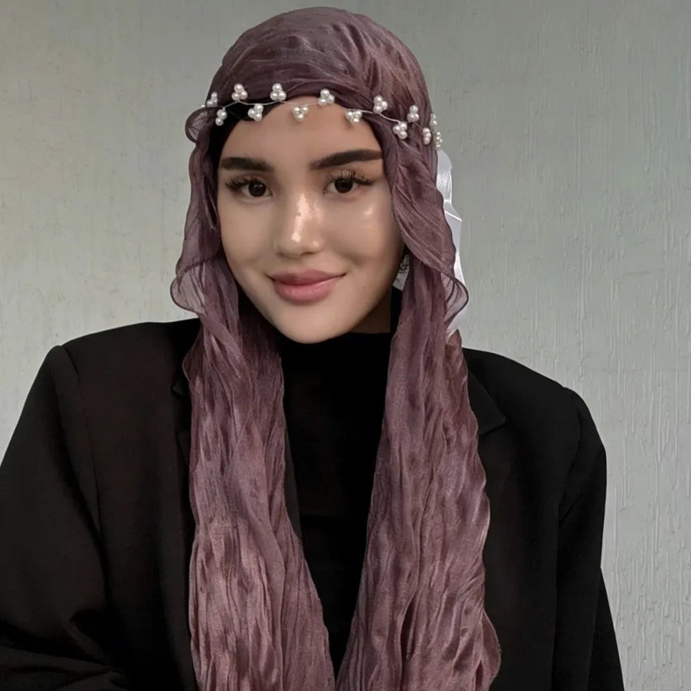 Solid Chiffon Scarf – Ruffled Shawl, Hijab & Wrap for Women