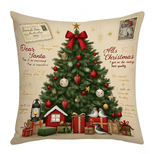 Christmas Cushion Cover 45x45cm – Tree & Snowflake Design Holiday Cushion Cover Oasis Select 2