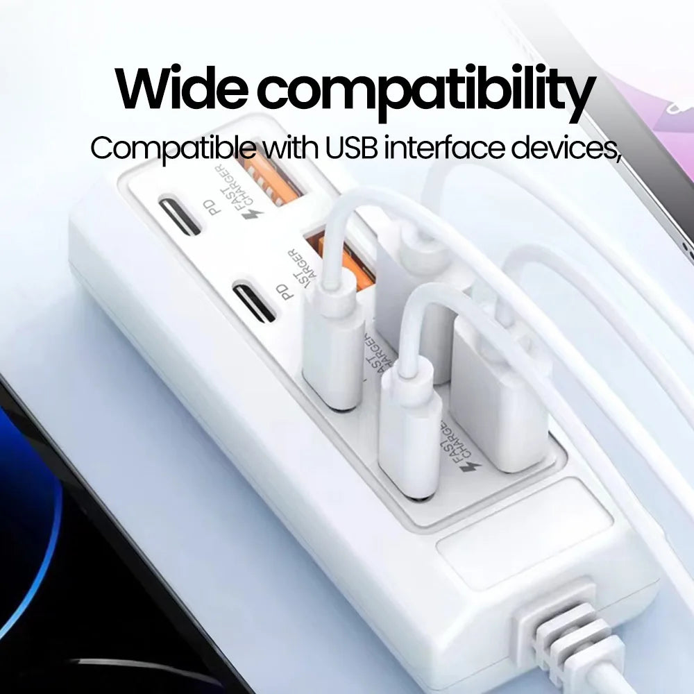 8-in-1 USB Power Outlet Adapter | 25W PD Type-C Fast Charging