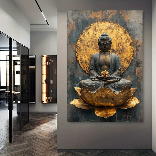 One Piece of Frameless Abstract Buddha Wall Art Canvas Painting, for Decor Living Rooms and Bedrooms Modern Canvas Posters Peaceful Pleasures Health and Wellness ZLH4813 90x130cm No Frame