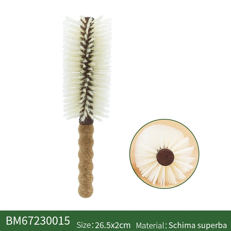 Boar Bristle Round Barrel Hair Brush – Cork Handle Anti-Static
