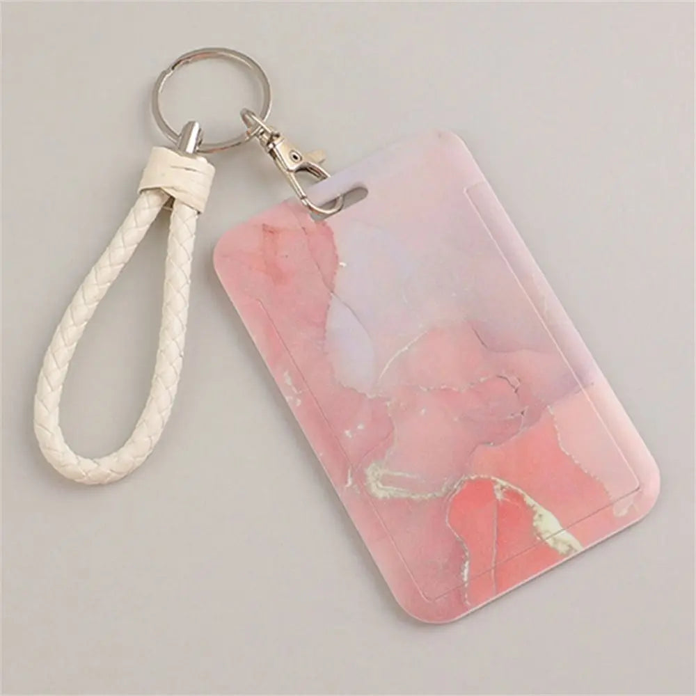 Office Supply Credit Card Keyrings Men And Women Pass Card ID Card Holder Credential Holder Lanyard Card Holder Card Straps Peaceful Pleasures Health and Wellness Pink-Short