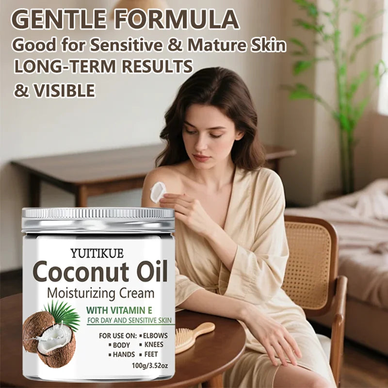 YUITIKUE Coconut Oil Body Cream – 24H Lightweight Moisturizer Body Moisturizing Cream Peaceful Pleasures Health and Wellness