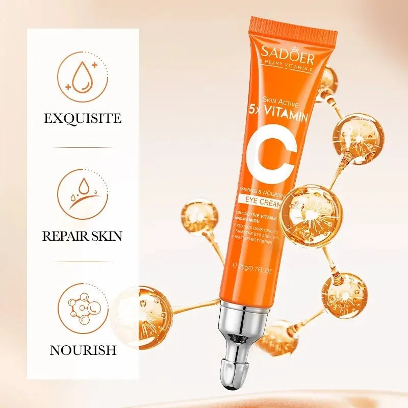 SADOER Vitamin C Eye Cream Anti Dark Circles Eyes Bags Remover Moisturizing Brightening Firming Skin Care Products for Eyes Peaceful Pleasures Health and Wellness