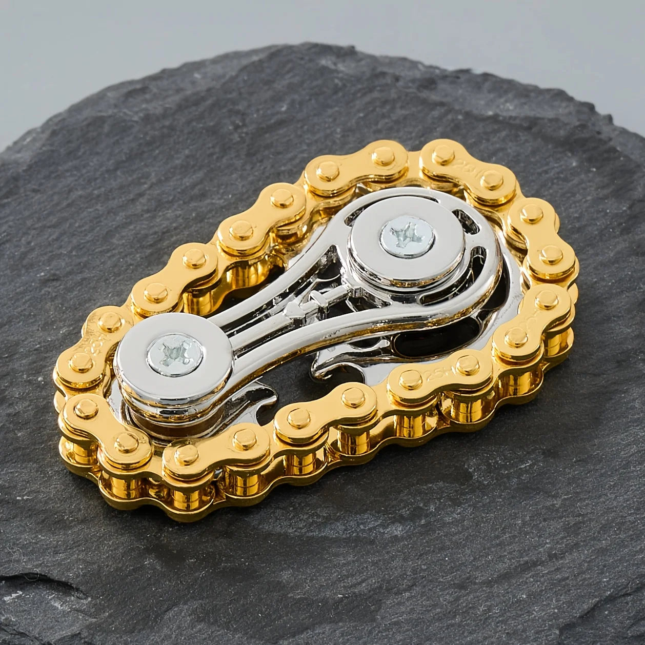 New Sprockets Flywheel Fingertip Gyro Fidget Spinner Antistress Anxiety Metal Bike Chains EDC Spinner Fidget Toys For Adult Peaceful Pleasures Health and Wellness Gold -1pc