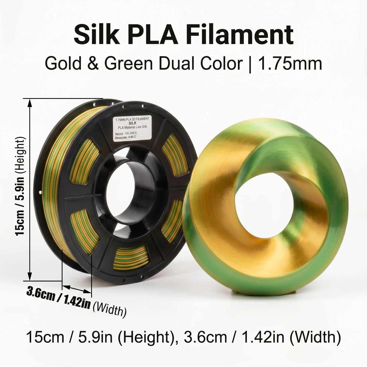 Silk PLA+ Dual Color 3D Filament 1.75mm | DINGSUN 3D Gradient