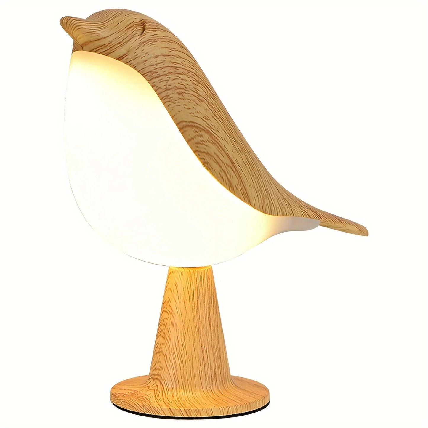 A cute LED night lamp featuring a small bird design, a three-adjustable-setting bedside lamp, an artistic, rechargeable, touch-o Peaceful Pleasures Health and Wellness MULTI YELLOW