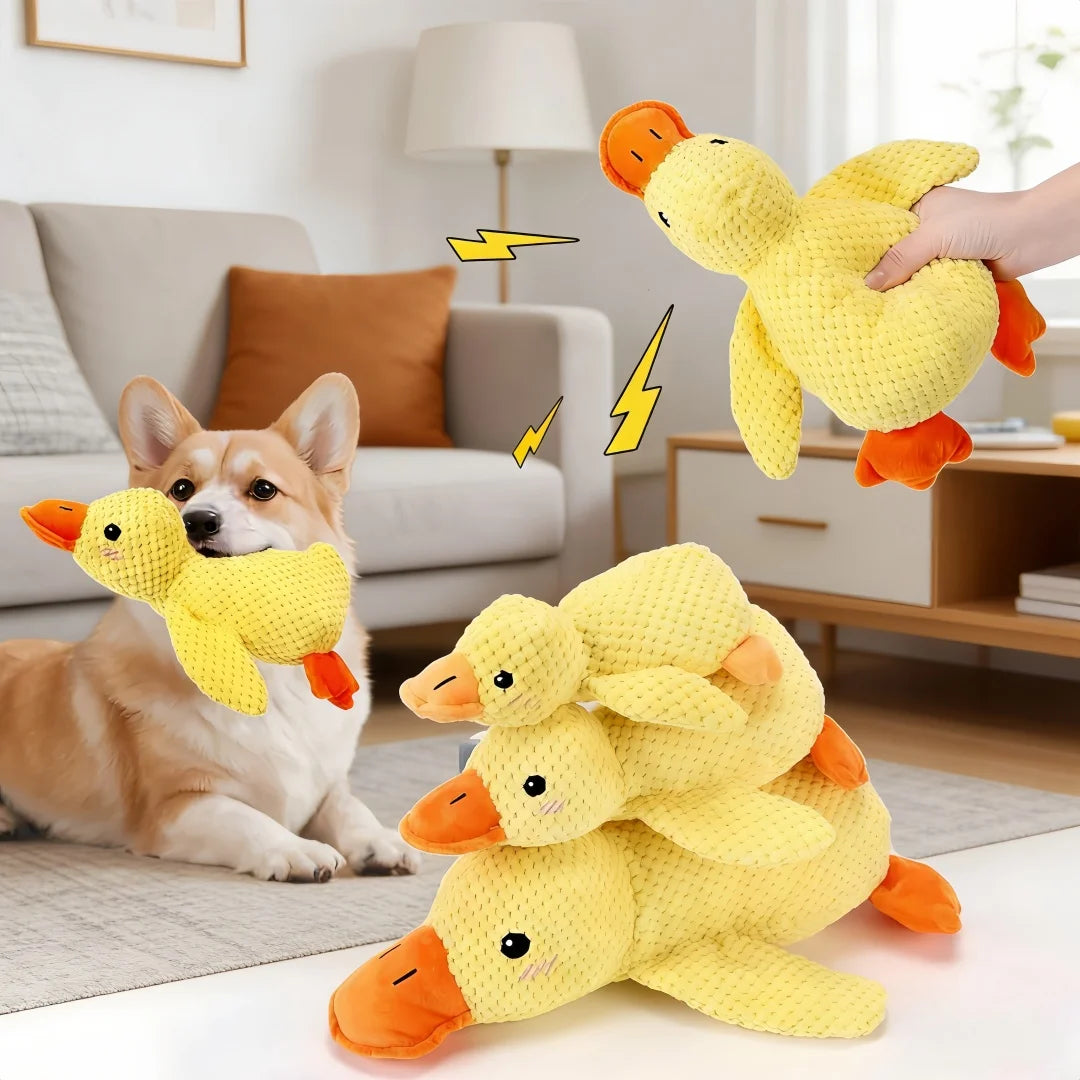 Yellow Duck Chew Toy for Dogs & Cats | Quacking Plush Toy