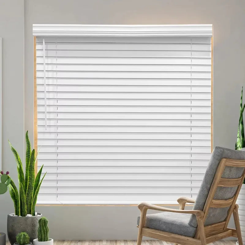 Modern Faux Wood Blinds 2 Inch Slat Horizontal with Blackout & Anti-UV French Window White for Home Interiors Peaceful Pleasures Health and Wellness