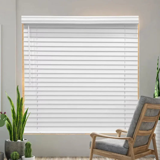 Modern Faux Wood Blinds 2 Inch Slat Horizontal with Blackout & Anti-UV French Window White for Home Interiors Peaceful Pleasures Health and Wellness