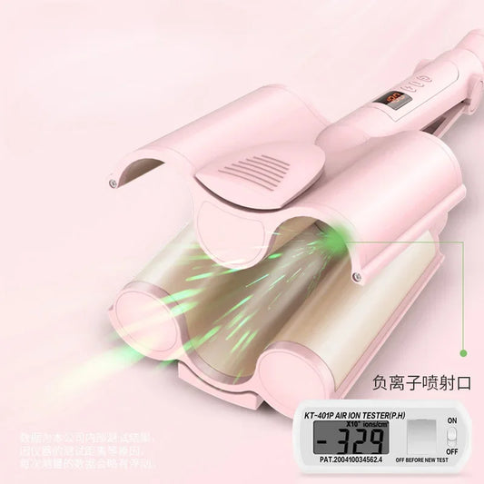 Automatic 3 Barrels LED Display Hair Styler Tools Ceramic Deep Wavy Curler Big Wave Curling Iron Egg Rolls Peaceful Pleasures Health and Wellness
