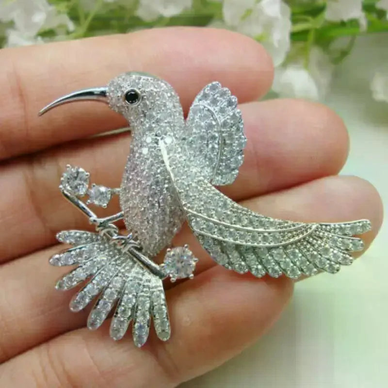 Rhinestone Hummingbird Brooch for Women – Shiny Alloy Pin Fashion Brooch Pin Peaceful Pleasures Health and Wellness