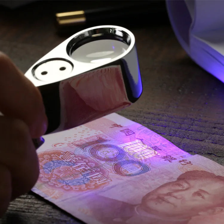 Foldable Portable Magnifier Handheld Gift Box, 40X Magnifying Glass with Led Money Detector Light Peaceful Pleasures Health and Wellness