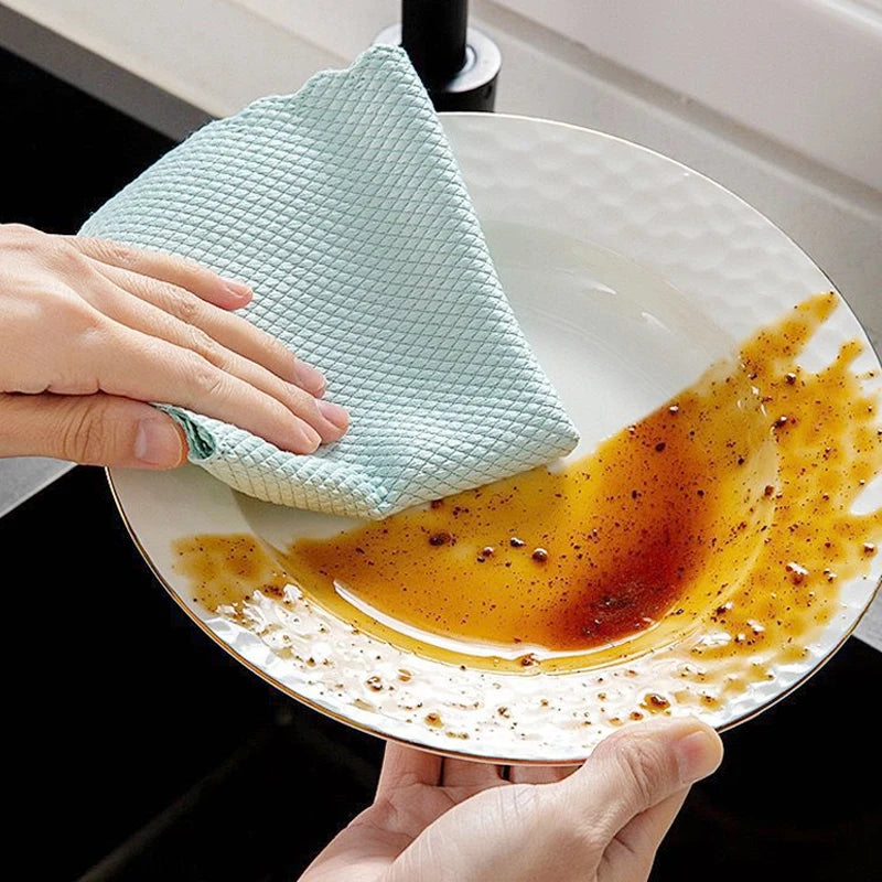 1/5/10Pcs Kitchen Towel Dish Cloth Absorbable Glass Microfiber Cloth Cleaning Wipes Window Car Towel Rag Kitchen Accessories Peaceful Pleasures Health and Wellness