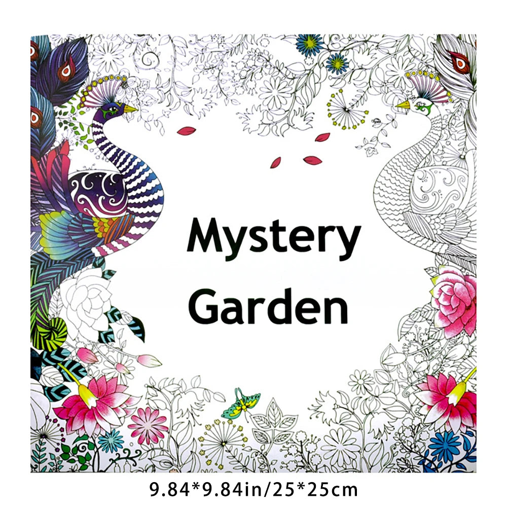 12 Sheets 24 Pages Secret Garden Stress Relief Hand Drawn Coloring
