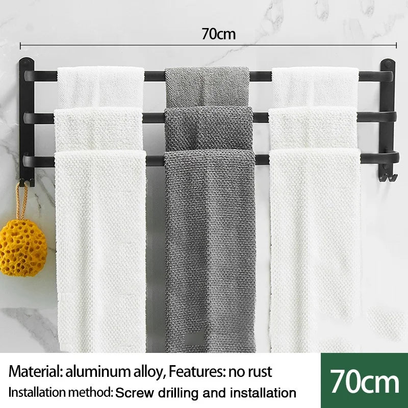 Wall-Mounted Aluminum Towel Rack | 1, 2 & 3 Bar Options