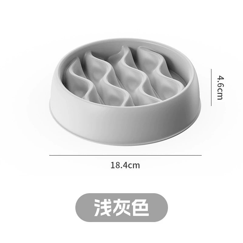 Slow Feeder Cat Bowl Set – Anti-Splash Dual Dish PP Plastic