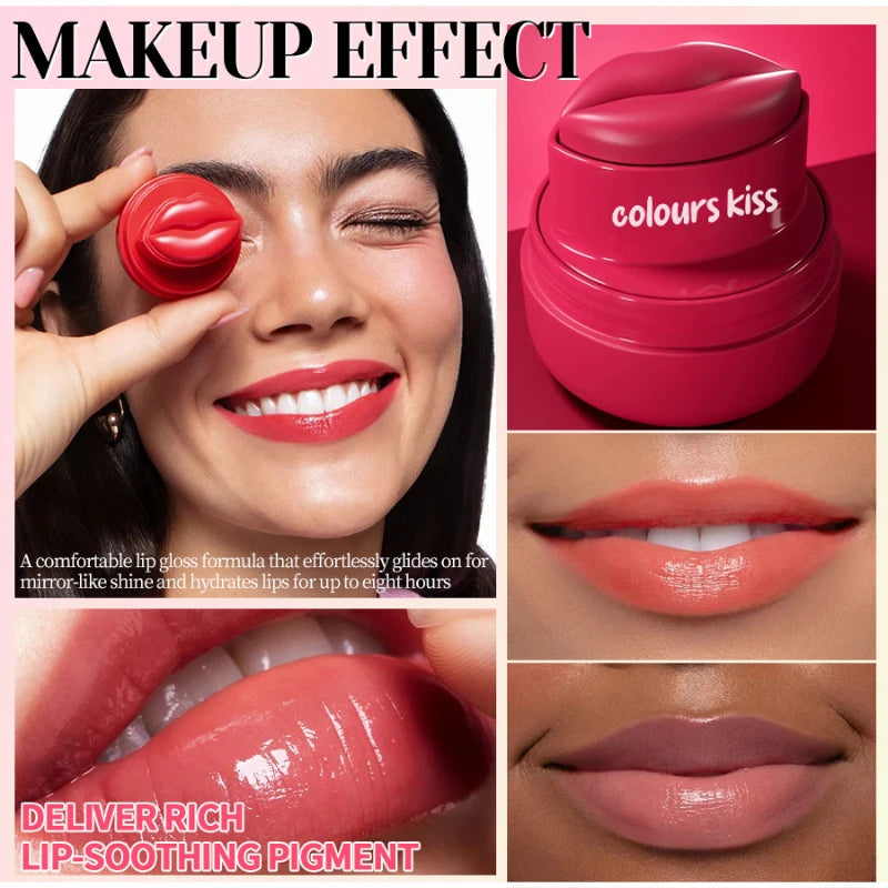 Multicolor Lip Cheek Tint Balm 2-in-1 Cheek Dual Purpose Lipstick Cute Round Jar Long Lasting Natural Moisturize Makeup Lipstick Peaceful Pleasures Health and Wellness
