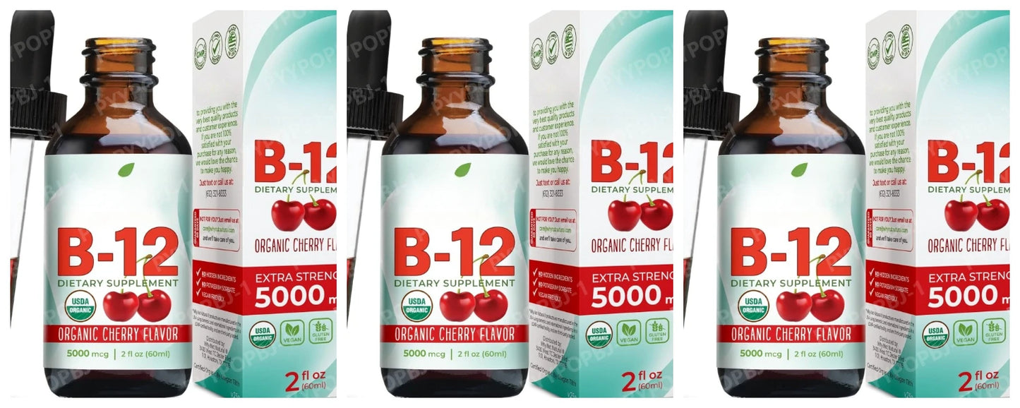 Vitamin B12 5000mcg Sublingual Drops – Cherry, Vegan 60ml