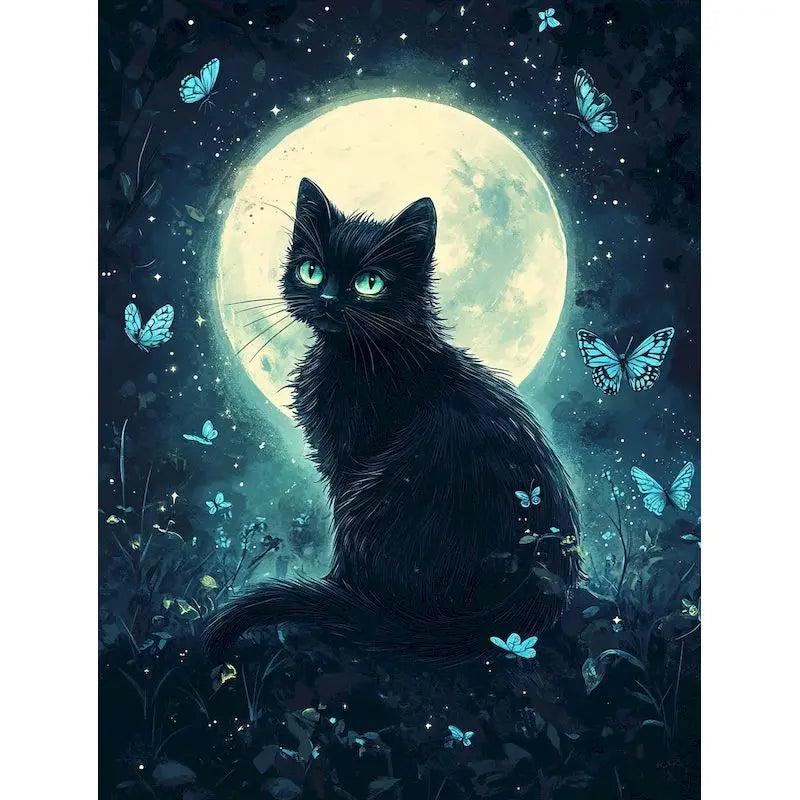 Black Cat Paint by Numbers Kit | DIY Canvas Wall Art 60x75cm