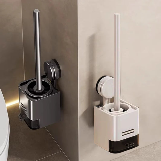 Wall-Mounted Suction Cup Toilet Brush Set & Storage Rack Toilet Brush Set Peaceful Pleasures Health and Wellness