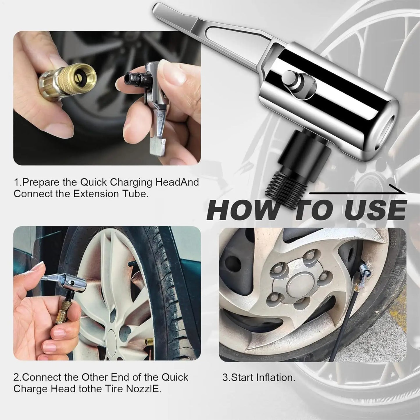 Tire Inflator Chuck Adapter – American Threaded Car Pump Nozzle