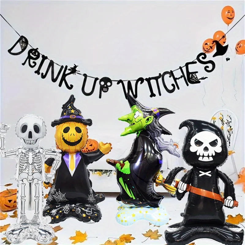 Halloween 4D Stand-Up Foil Balloon – Witch Pumpkin Dead Tree