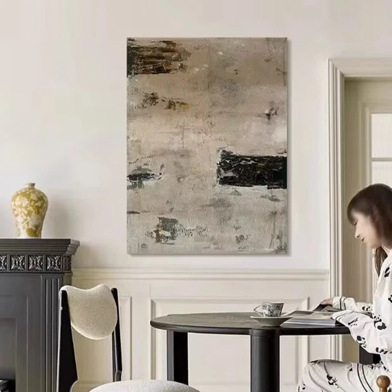 Handmade Canvas Oil Painting, Modern Abstract Black Grey Texture Mural, Images Of Home Decor,Living Room Bedroom and Dining Room Peaceful Pleasures Health and Wellness