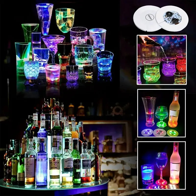 LED Flashing Drink Coasters | Glowing Cup Base for Party & Events