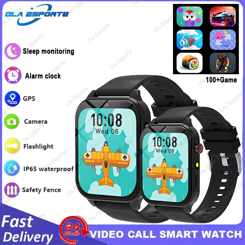 Game Kids Smartwatch 300mAh HD Screen HD Camear Outdoor LED Flashlight Watch Multifunctional Alarm Clock Computer Smart Watch Peaceful Pleasures Health and Wellness 2Bk