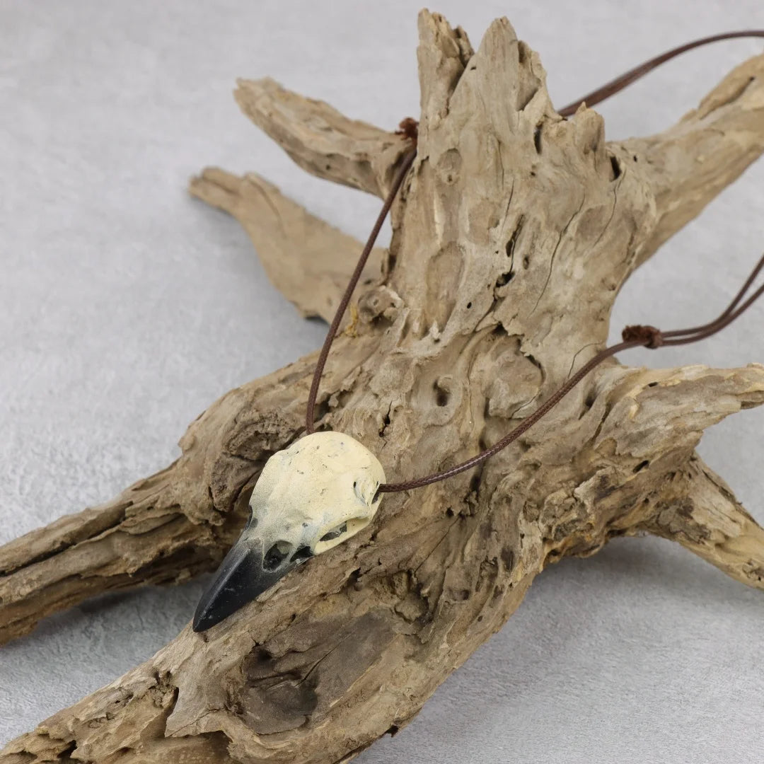 Viking Raven Skull Pendant Necklace Gothic Crow Head Amulet Halloween