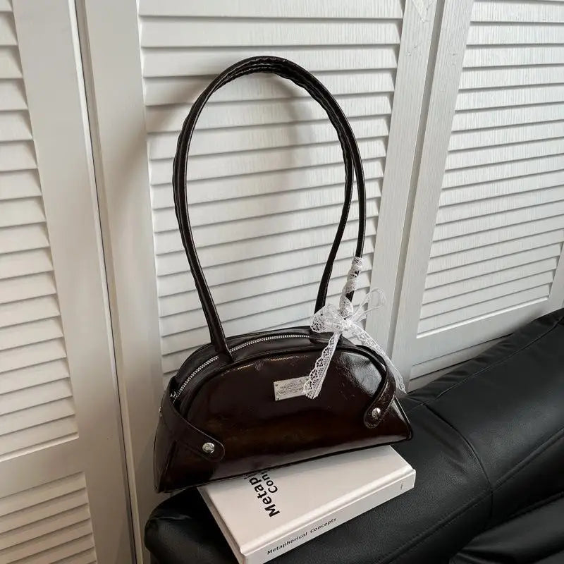 Women's PU Leather Bow Tote Underarm Shoulder Handbag