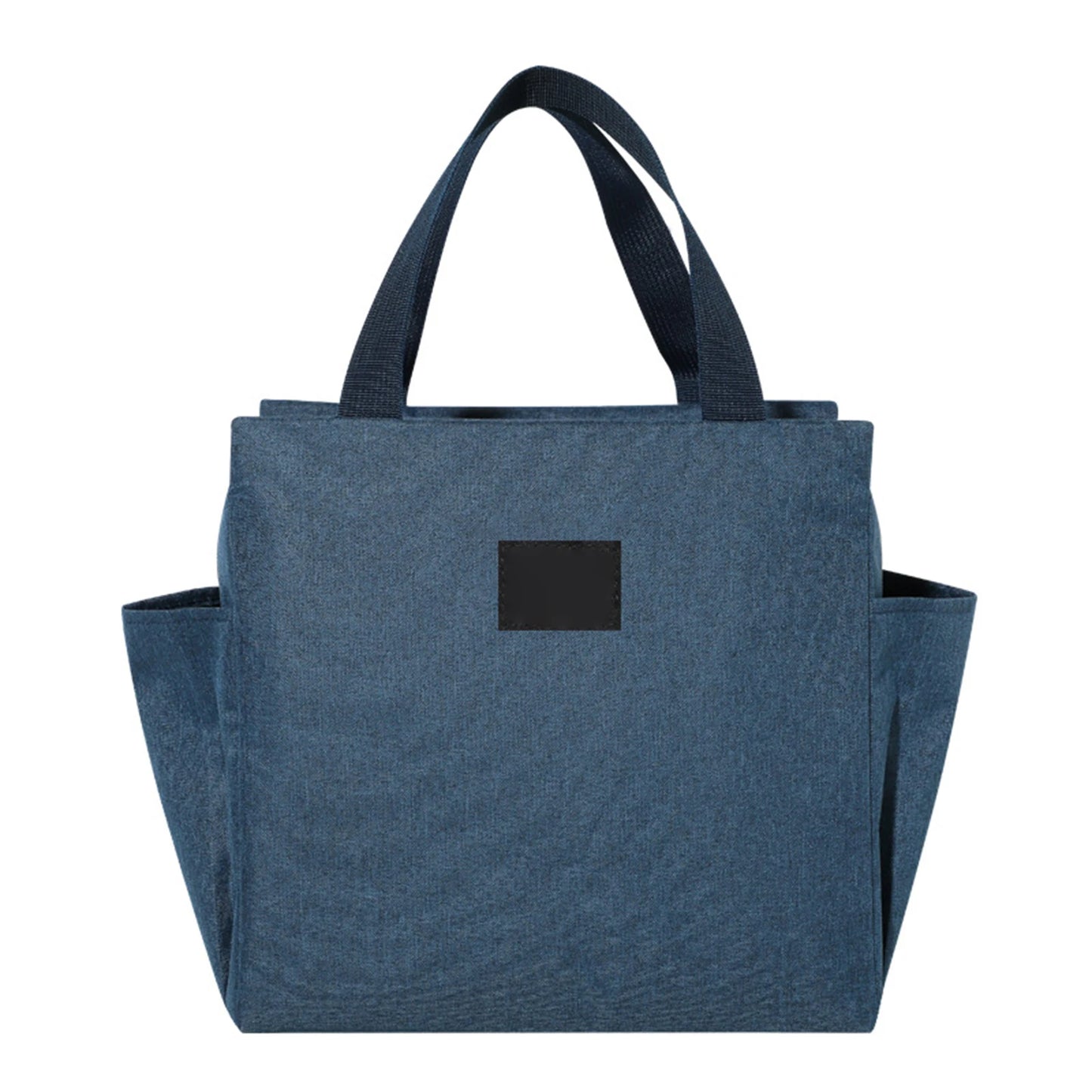 Portable Portable Insulated Bento Bag Large Capacity Lunch Bag with 2 Side Pockets for Office School Daily Use Peaceful Pleasures Health and Wellness Navy blue