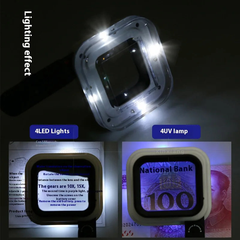 10X 15X 20Xhandheld Magnifier Foldable Led Light with Scale and Magnifying Glass for Antique Reading and Identification Peaceful Pleasures Health and Wellness