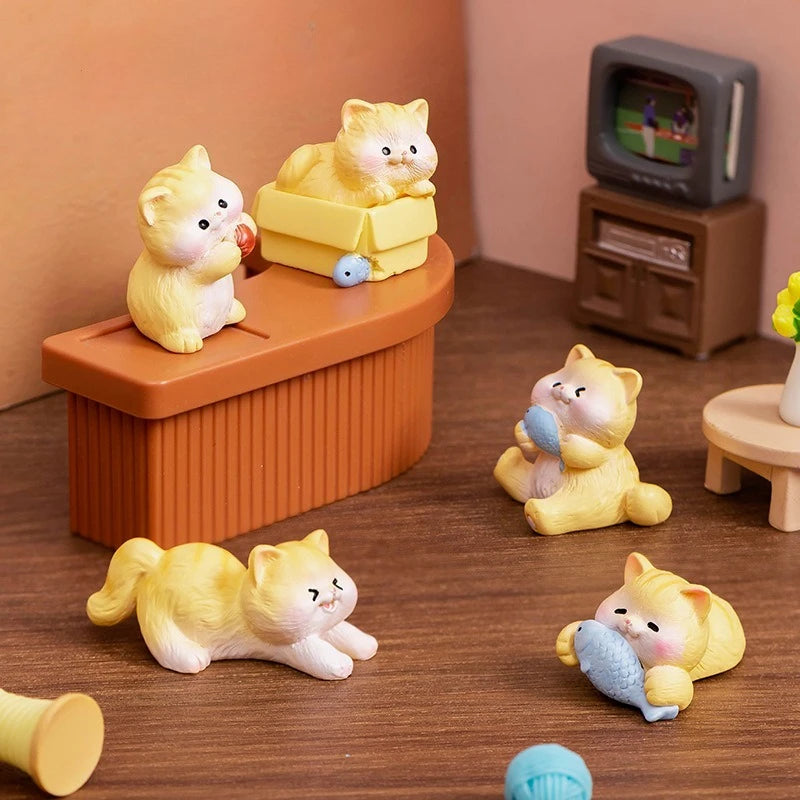 Miniatures Figurines Cute Cat Kawaii Animal Micro Landscape Ornaments for Home Room Desk Fairy Decoration Gardening Accessories Peaceful Pleasures Health and Wellness