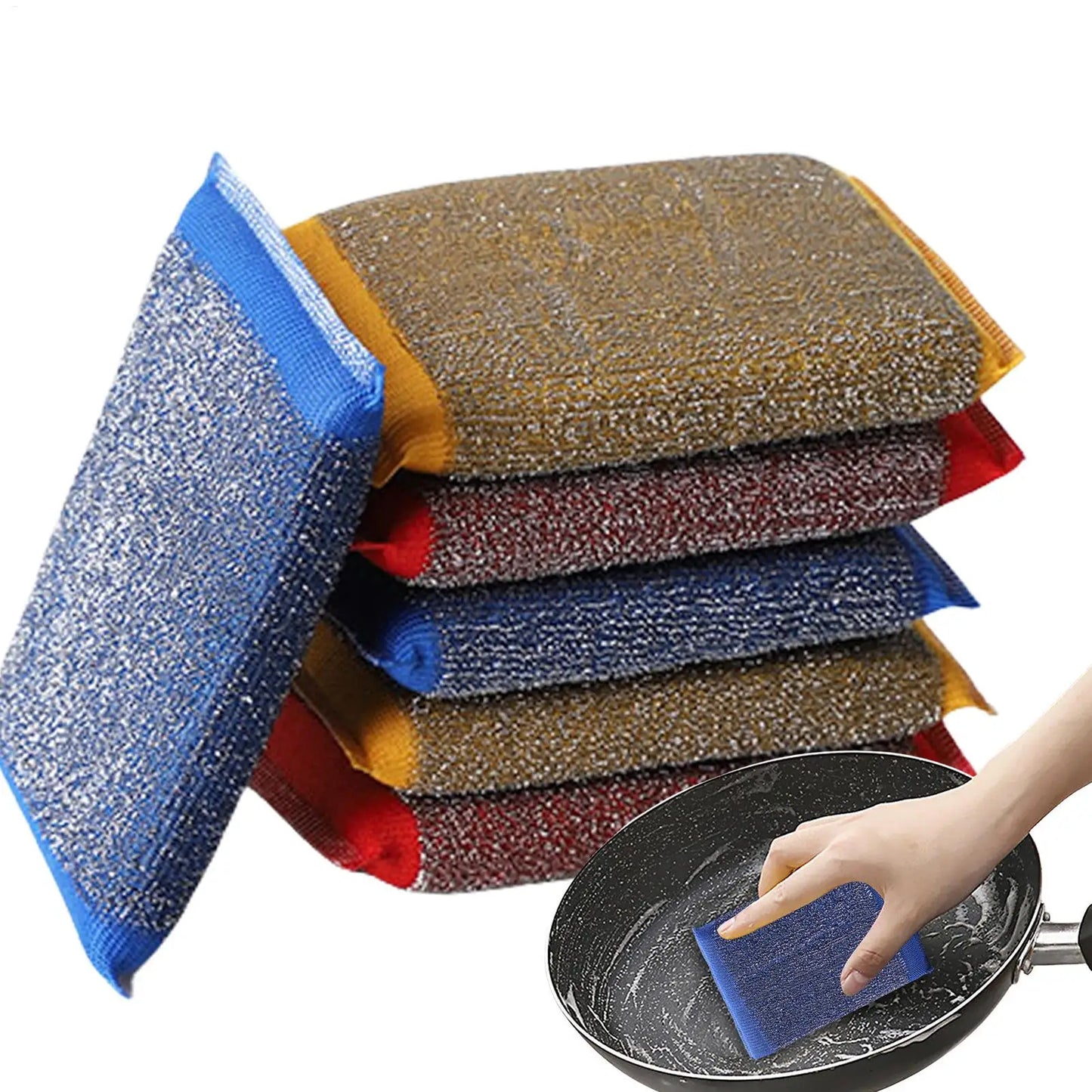 6-Pack Scratch-Free Dishwashing Sponge Scrubbers – Kitchen Cleaning
