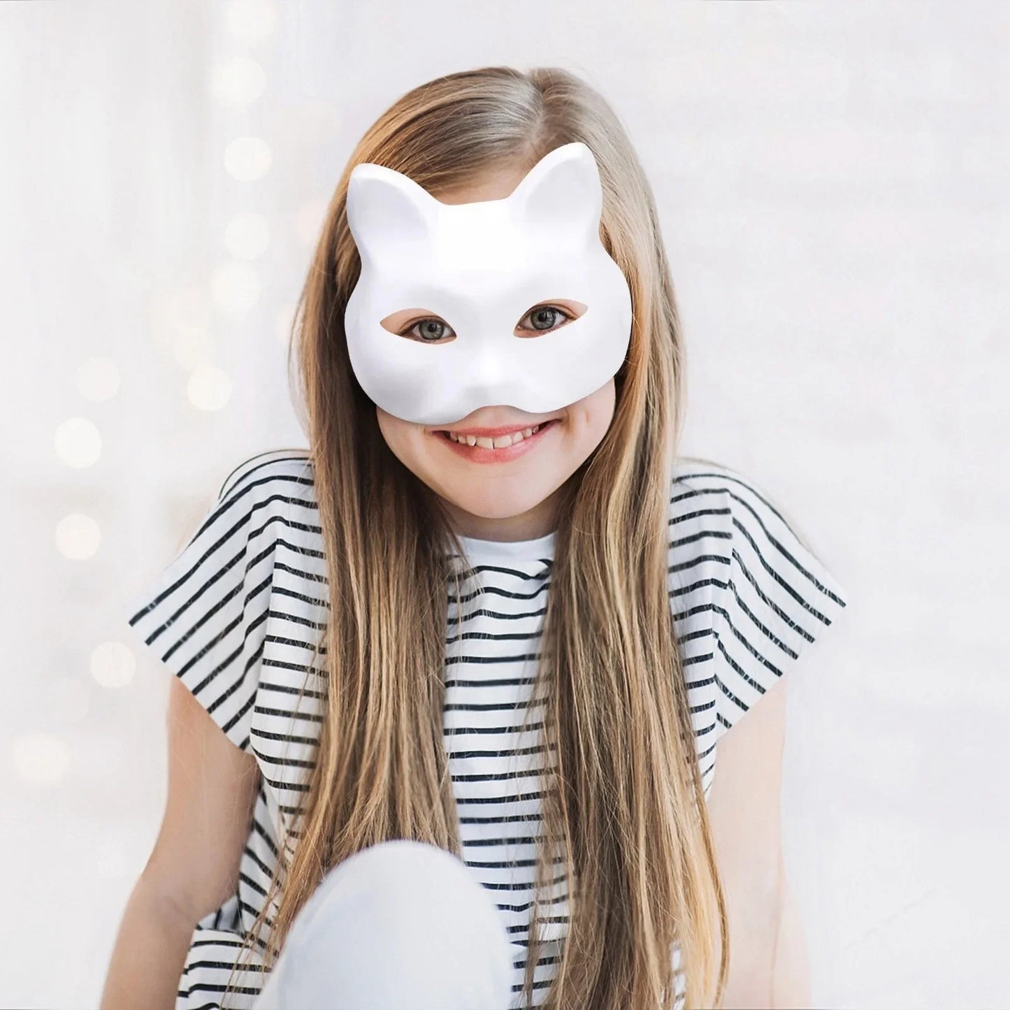 DIY Paintable Half Face Masks – Cat Fox Cosplay Halloween 5/10pk