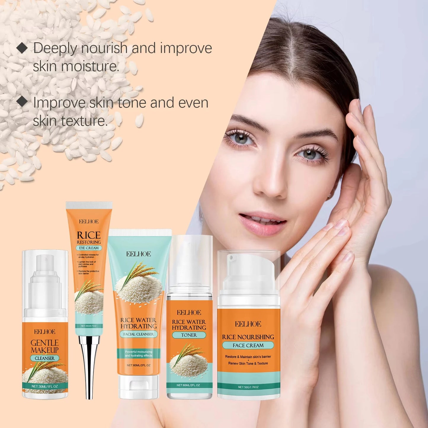 Rice Skincare 5-in-1 Set – Brighten, Hydrate & Glow
