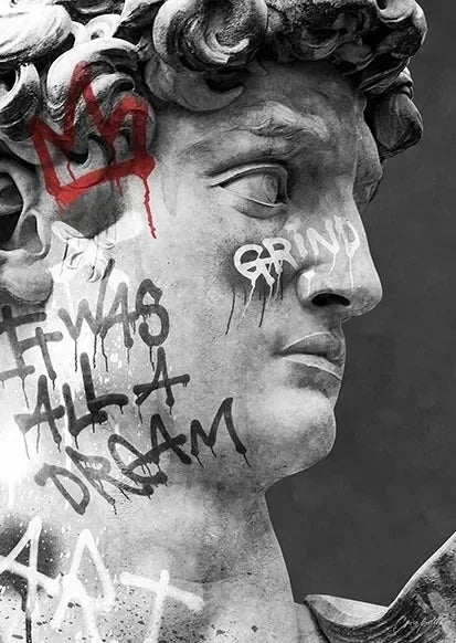 Statue of David Graffiti Art Canvas Print | Street Wall Art