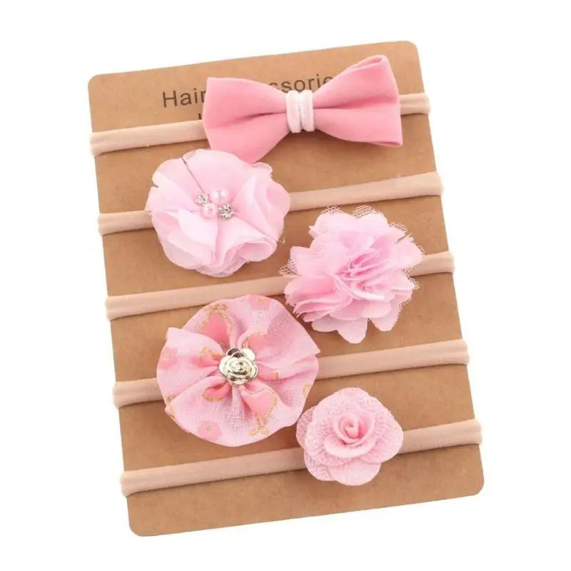 Baby Nylon Headbands Set of 5 | Soft Breathable Girls Hair Bands