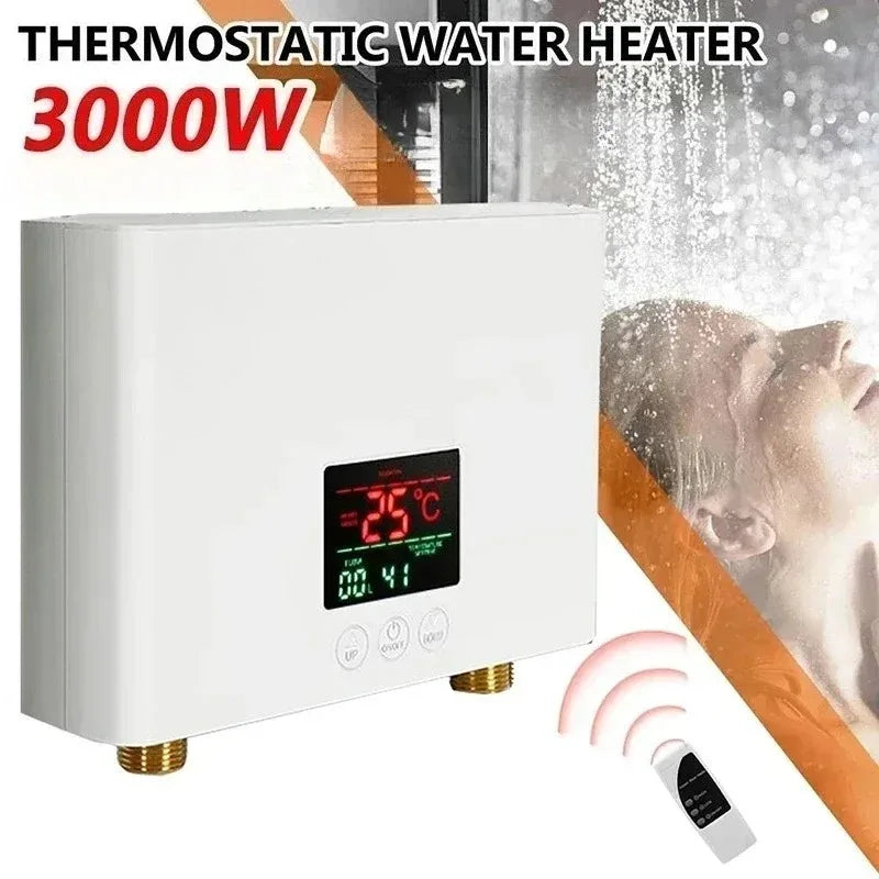 Instant Tankless Electric Water Heater 3000W 220V Wall Mounted Fast Heating for Bathroom Shower Kitchen Sink Peaceful Pleasures Health and Wellness