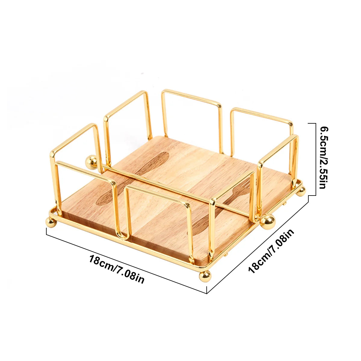 Leeseph Modern Napkin Holder with Wooden Base, Elegant Design for Dining Table, Sturdy and Decorative Holder for Paper Napkins Peaceful Pleasures Health and Wellness E