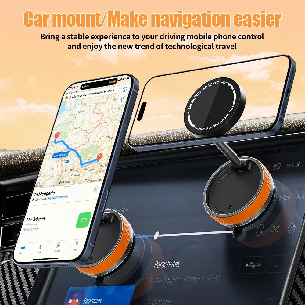 Magnetic Vacuum Suction Car Phone Mount | 360° Adjustable