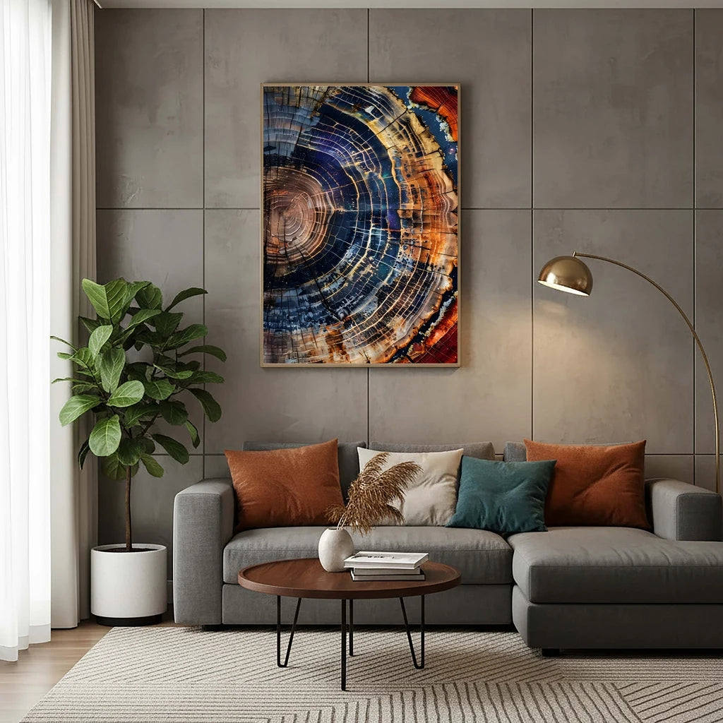 Abstract Wall Art Colorful Tree Ring Canvas Painting Modern Style Poster Prints Living Room Wall Decor Peaceful Pleasures Health and Wellness